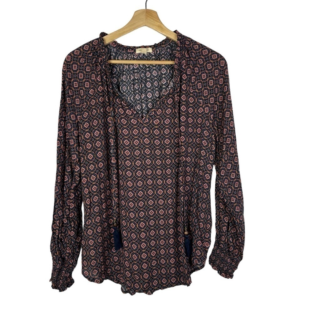 Boutique Mason & Belle Pink &‎ Blue Printed Long Sleeve Blouse S